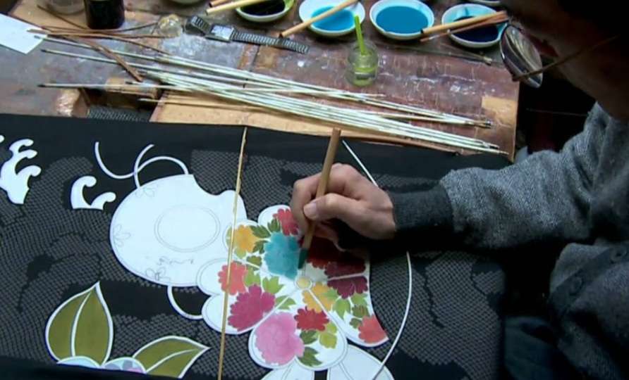 نقاشی روی پارچه ژاپنی با تکنیک یوزن 