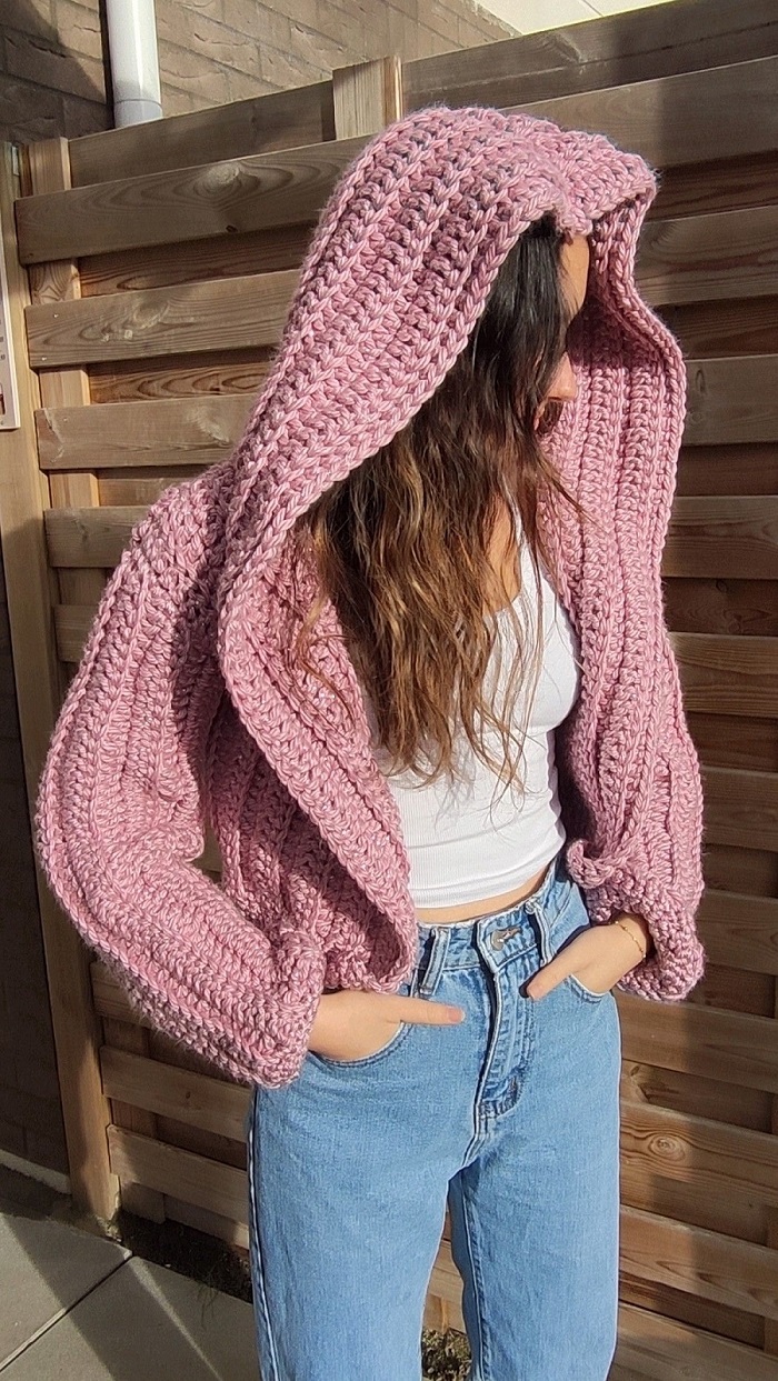 ژاکت زنانه بافتنی کلاهدار