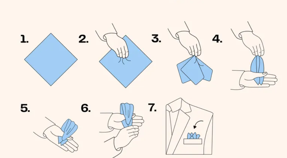 نحوه تا زدن دستمال جیبی مدل پفی (Puff Pocket Square Fold)