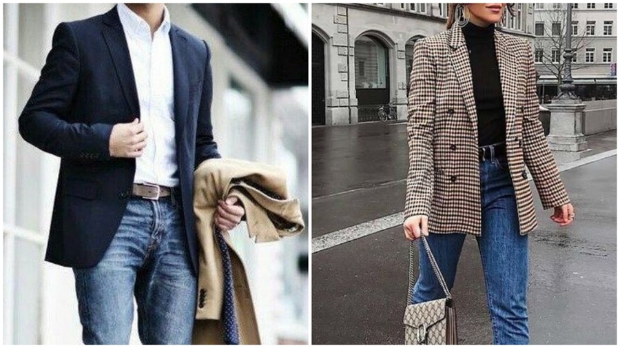 استایل پاییزی کت بلیزر با شلوار جین
